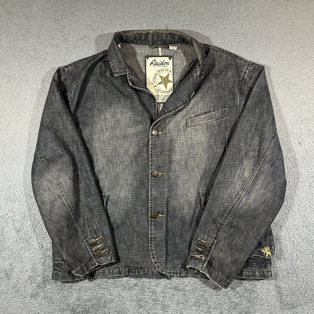 Vintage Raider Jeans Co Grey-washed Denim Blazer Men's Size XL Workwear